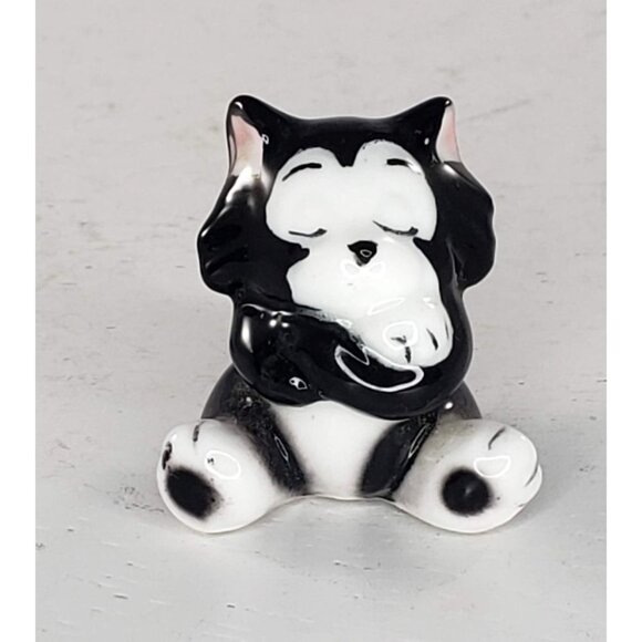 Miniature Dollhouse Bug House Figaro Tuxedo Cat Porcelain Figurine 1960s - Picture 1 of 6